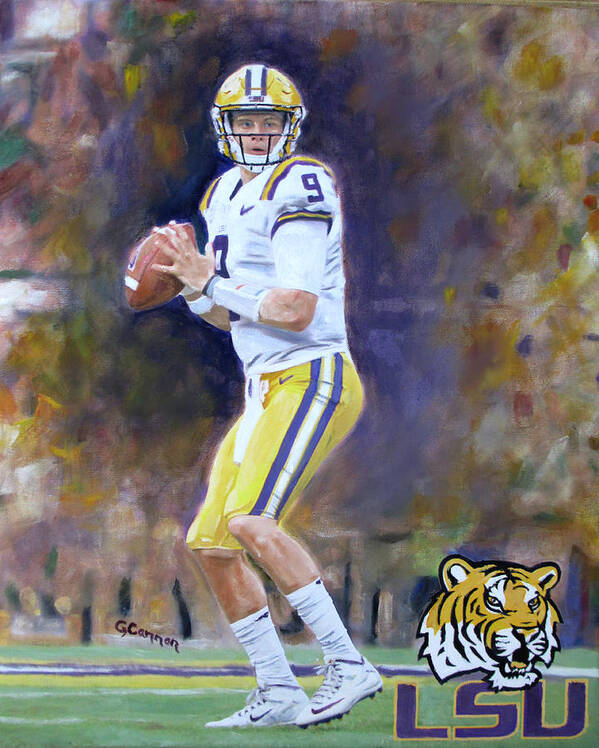 Joeburrow Poster featuring the painting Quarterback Joe Burrow by G Cannon