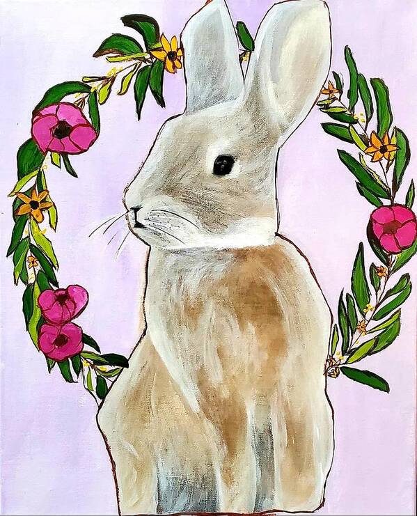 Rabbit Poster featuring the painting Rabbit by Amy Kuenzie