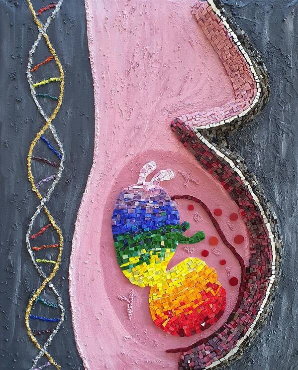 Baby Poster featuring the mixed media Rainbow Baby Mosaic by Adriana Zoon