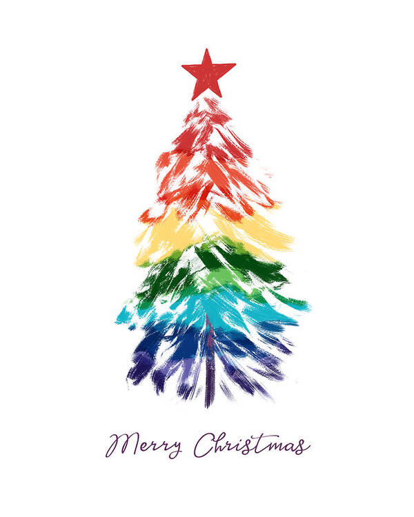 Rainbow Christmas Tree Poster featuring the digital art Rainbow Christmas Tree- Art by Linda Woods by Linda Woods