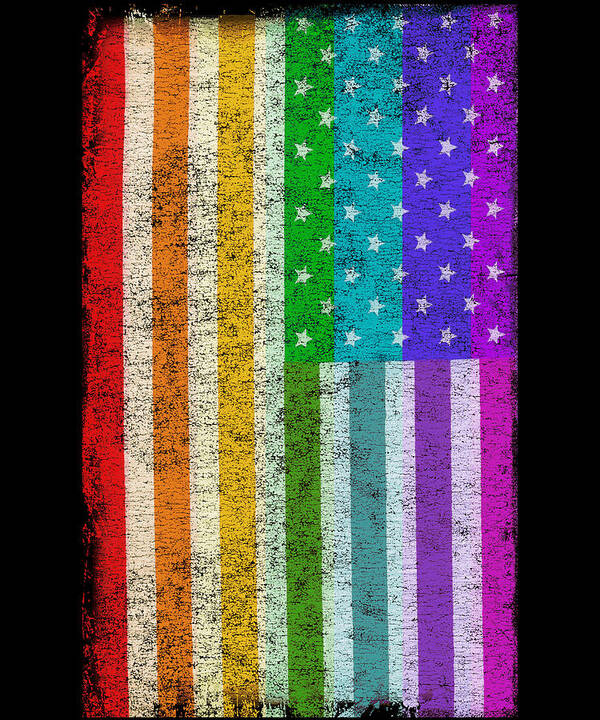 Funny Poster featuring the digital art Rainbow Us Flag by Flippin Sweet Gear