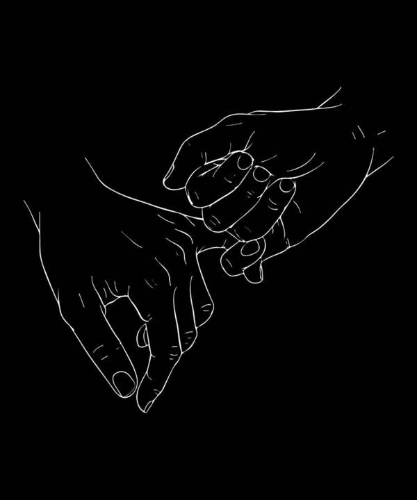 Caucasian Poster featuring the drawing Realistic hand holding pinky swear, best friends concept, couple love art print, one line hands art by Mounir Khalfouf