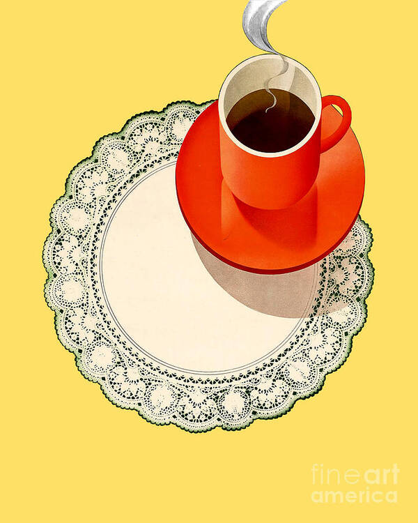 Coffee Poster featuring the digital art Retro Cuppa Coffee by Madame Memento