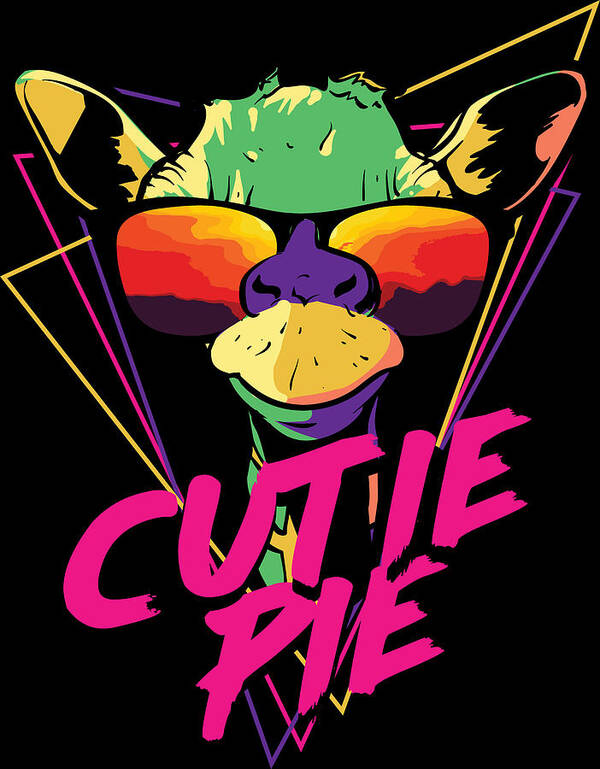 Colorful Poster featuring the digital art Retro Giraffe Cutie Pie Cool Sunglasses by Jacob Zelazny