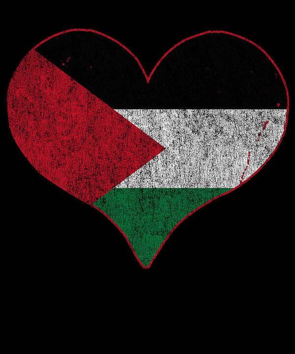 Palestine Poster featuring the digital art Retro Palestine Flag Heart by Flippin Sweet Gear