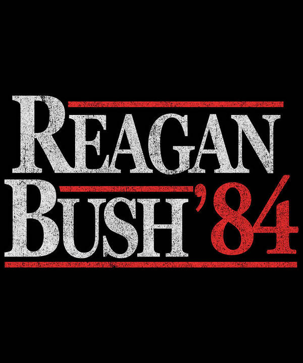 Funny Poster featuring the digital art Retro Reagan Bush 1984 by Flippin Sweet Gear