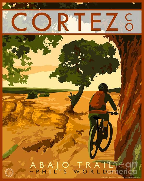 Mountain Biking Poster featuring the digital art Mountain Biking Abajo Trail, Cortez, Colorado by PJ Steinholtz
