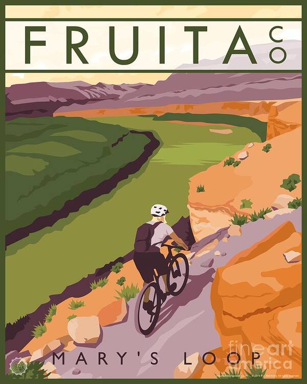 Mountain Biking Poster featuring the digital art Mountain Biking Mary's Loop, Fruita, Colorado by PJ Steinholtz