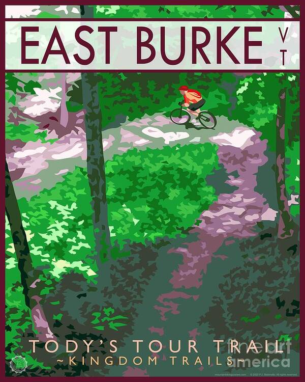 Mountain Biking Poster featuring the digital art Mountain Biking Tody's Tour Trail, East Burke, Vermont by PJ Steinholtz