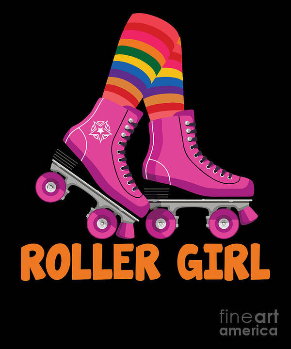 Roller Skating Poster featuring the digital art Roller Girl Gift by RaphaelArtDesign