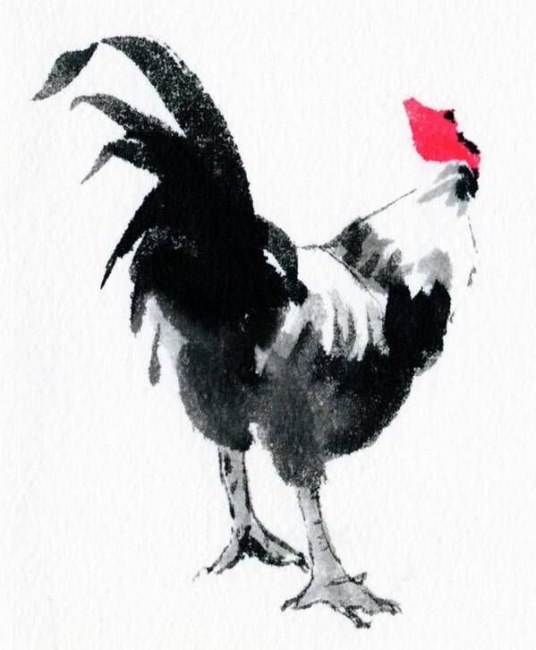 Chinese Ink Poster featuring the painting Rooster by Vicki B Littell