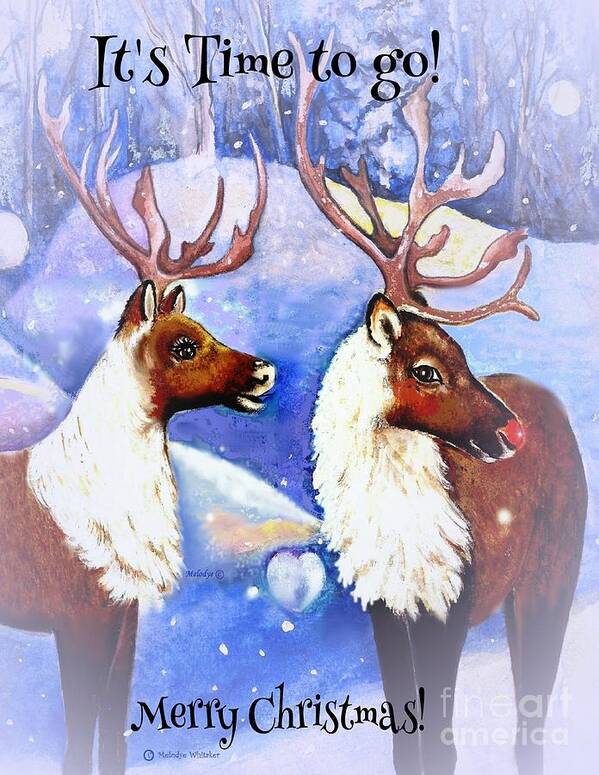 Rudolf And His Girl Poster featuring the mixed media Rudolf Christmas by Melodye Whitaker
