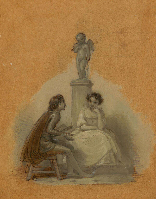 19th Century Poster featuring the drawing She Never Told Her Love, But Sat Like Patience on a Monument by Robert Smirke
