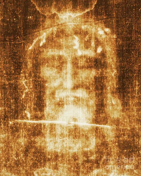 Jesus Poster featuring the mixed media Shroud of Turin Holy Face of Jesus by Secondo Pia