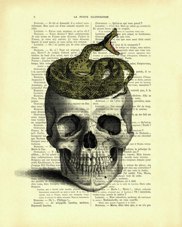 Skull Poster featuring the digital art Snake Skull by Madame Memento