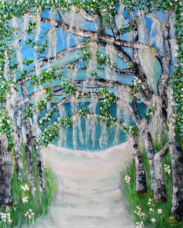 Lanscape Poster featuring the painting Spanish Moss Cove by Shirley Smith
