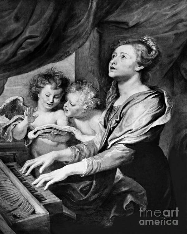 St. Cecilia Poster featuring the painting St. Cecilia - CZSTC by Abraham van Diepenbeeck