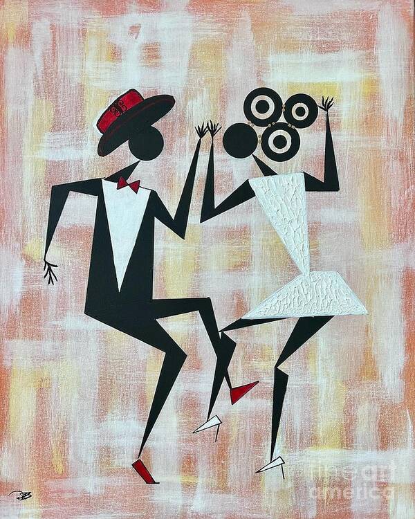Black Couple Dancing Poster featuring the painting Strength and Greatness by D Powell-Smith
