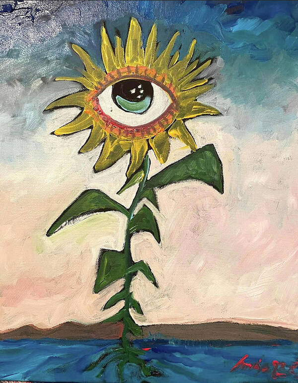 Sunflower Poster featuring the painting Sunflower Dance by Amzie Adams