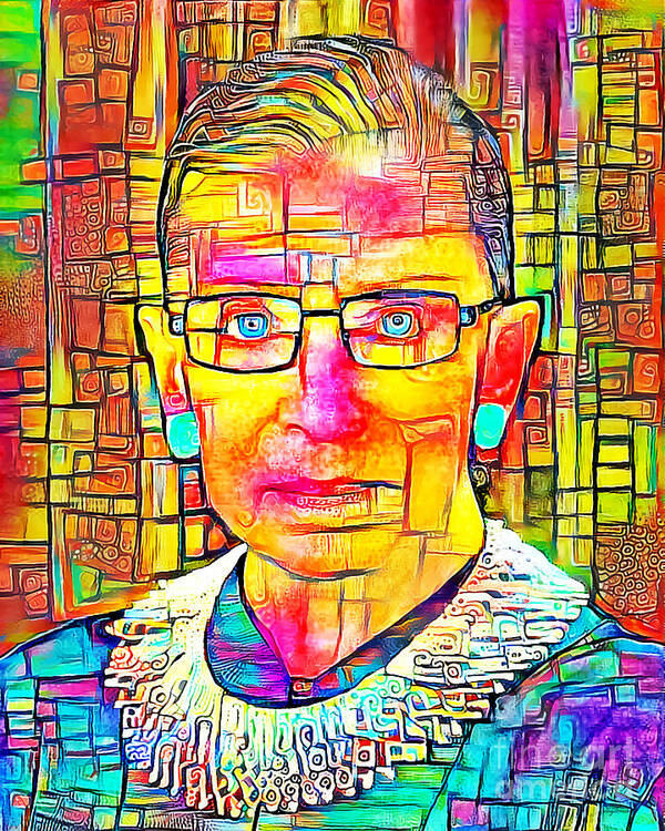 Wingsdomain Poster featuring the photograph Supreme Court Justice Ruth Ginsburg Notorious RBG in Vibrant Contemporary Colors 20201011 v2 by Wingsdomain Art and Photography