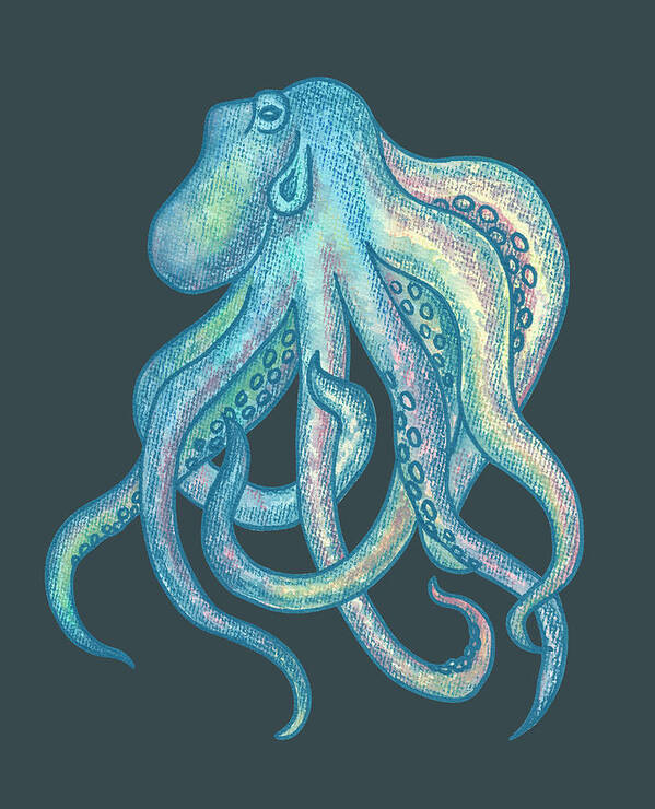 Octopus Poster featuring the painting Teal Blue Watercolor Octopus Beach Art PNG by Irina Sztukowski