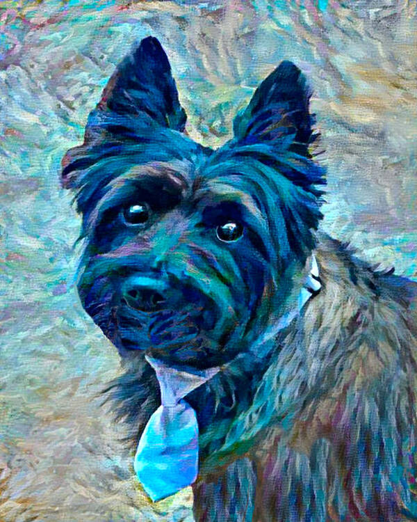 Pet Portrait Poster featuring the digital art Terry V2 by Artistic Mystic