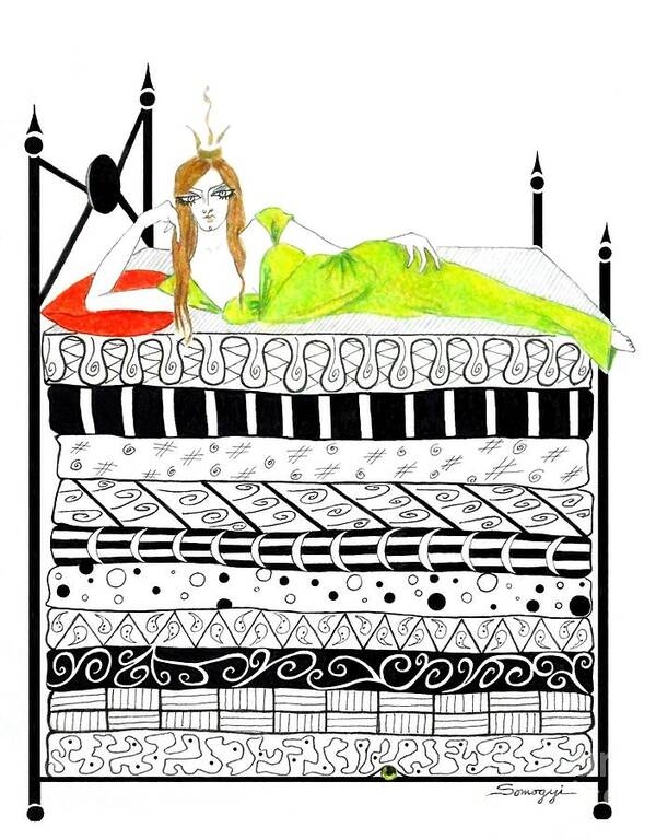 Fairytale Princess Poster featuring the drawing That Pesky Pea by Jayne Somogy