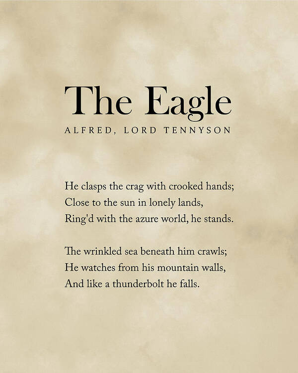 The Eagle Poster featuring the digital art The Eagle - Alfred, Lord Tennyson Poem - Literature - Typography Print 3 - Vintage by Studio Grafiikka
