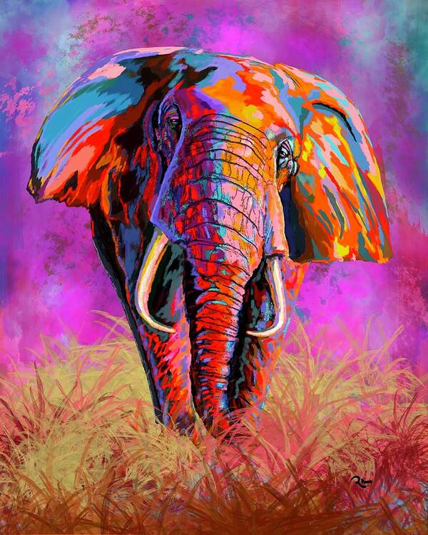 Elephant Poster featuring the digital art The Elephant Dance by Mark Ross