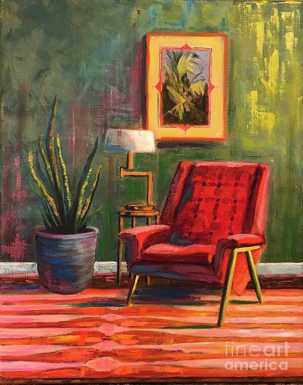 Mid-century Modern Poster featuring the painting The Red Chair by Sherrell Rodgers