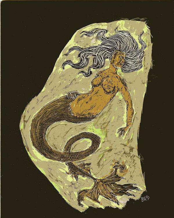 Siren Poster featuring the drawing The Siren by Branwen Drew