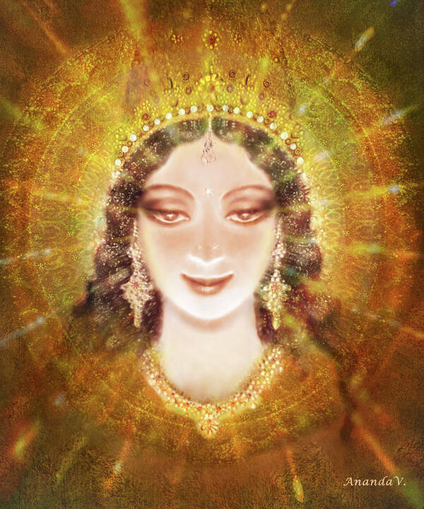 Mandala Poster featuring the mixed media The Smile of the Goddess by Ananda Vdovic