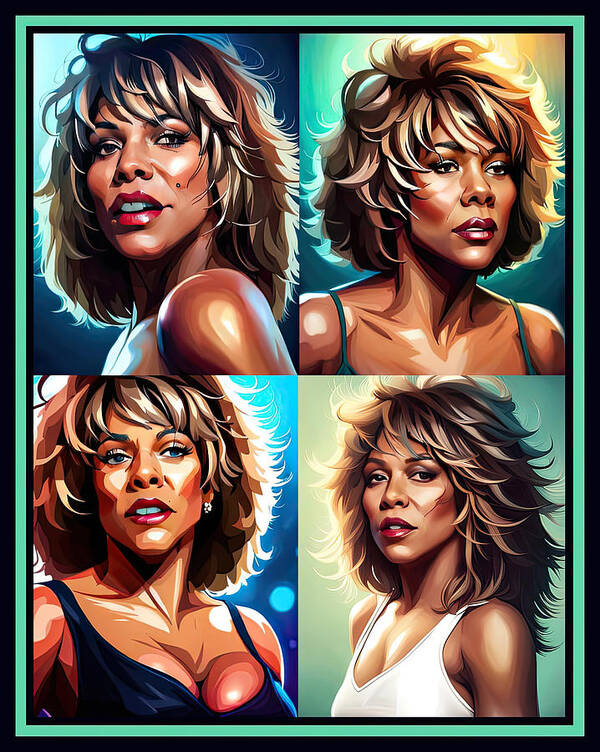 Tina Poster featuring the digital art Tina Turner Queen of Rock'n Roll Montage by Floyd Snyder