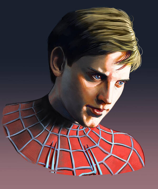Tobey Maguire Poster featuring the painting Tobey Maguire by Darko B