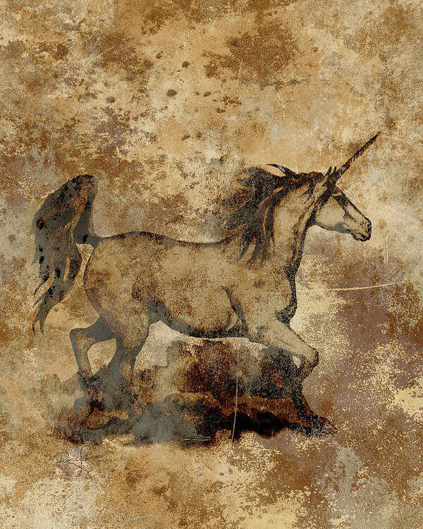 Unicorns Poster featuring the mixed media Unicorn Memories Forge Ahead Number 3 by Renee Forth-Fukumoto