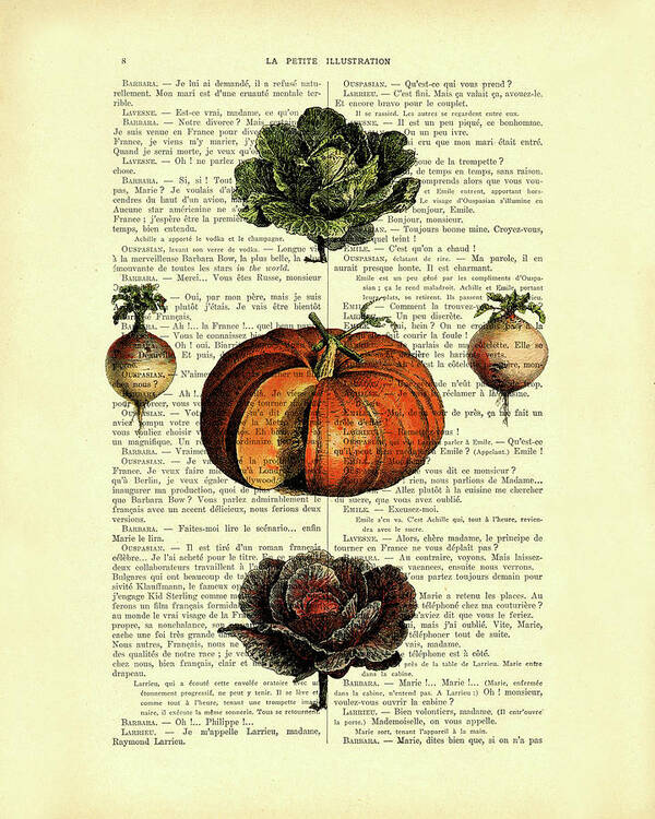 Veggies Poster featuring the mixed media Veggies by Madame Memento
