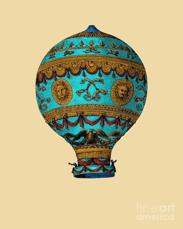 Balloon Poster featuring the digital art Victorian Hot Air Balloon by Madame Memento