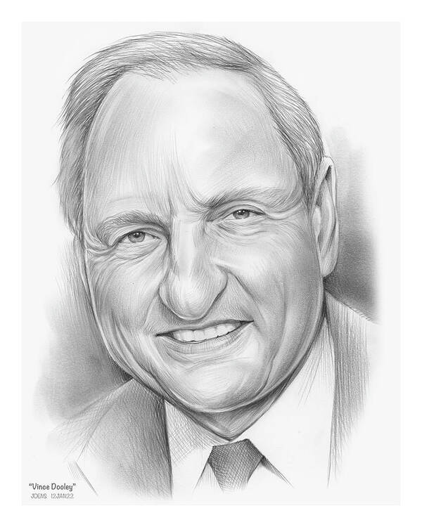 Georgia Poster featuring the drawing Vince Dooley - pencil by Greg Joens