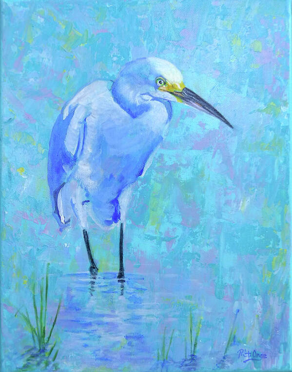 Birds Poster featuring the painting Wading Egret by Pat St Onge