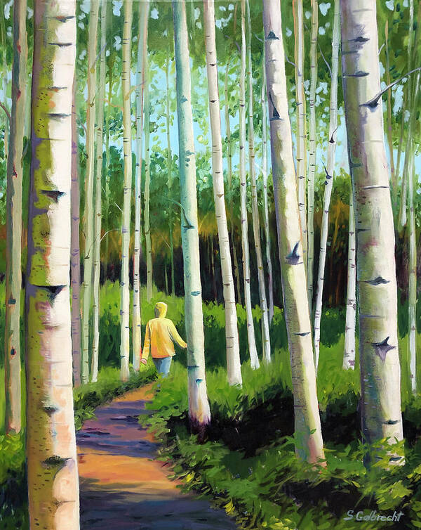 Alaska Poster featuring the painting Walk Through the Aspens by Shirley Galbrecht