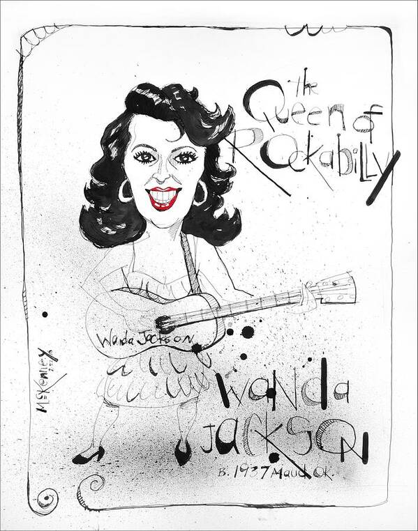  Poster featuring the drawing Wanda Jackson by Phil Mckenney
