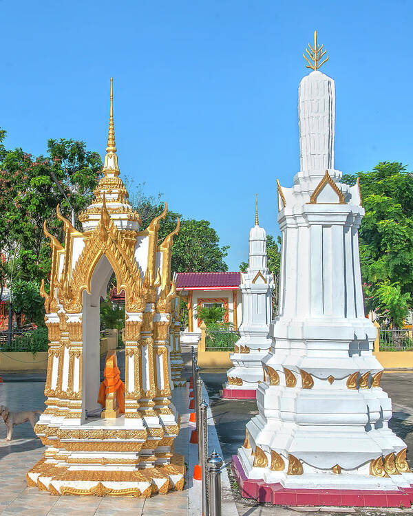 Scenic Poster featuring the photograph Wat Chai Mongkhon Phra Ubosot Boundary Stone and Chedi DTHSP0179 by Gerry Gantt