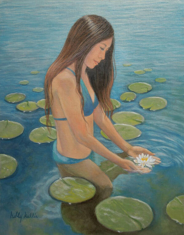 Water Lily Poster featuring the painting Water Lily by Holly Kallie