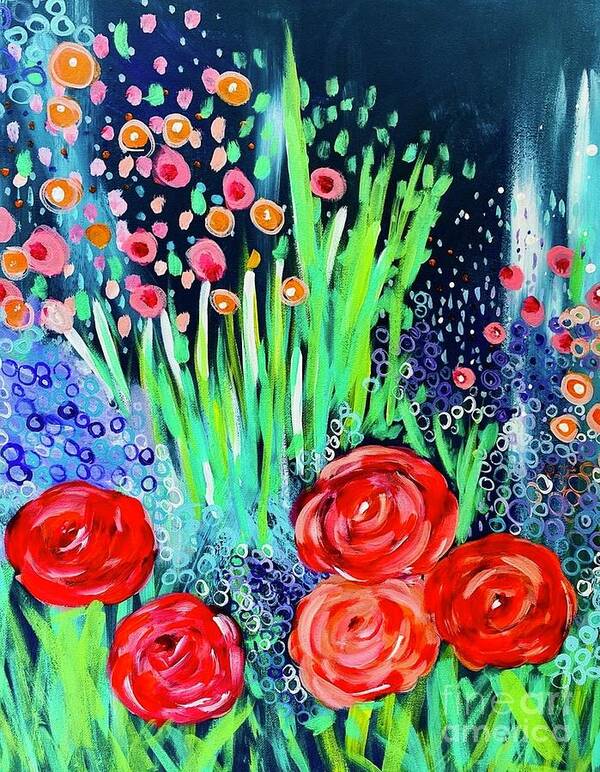 Flowers Poster featuring the painting where the Wild Things Grow by Melinda Etzold