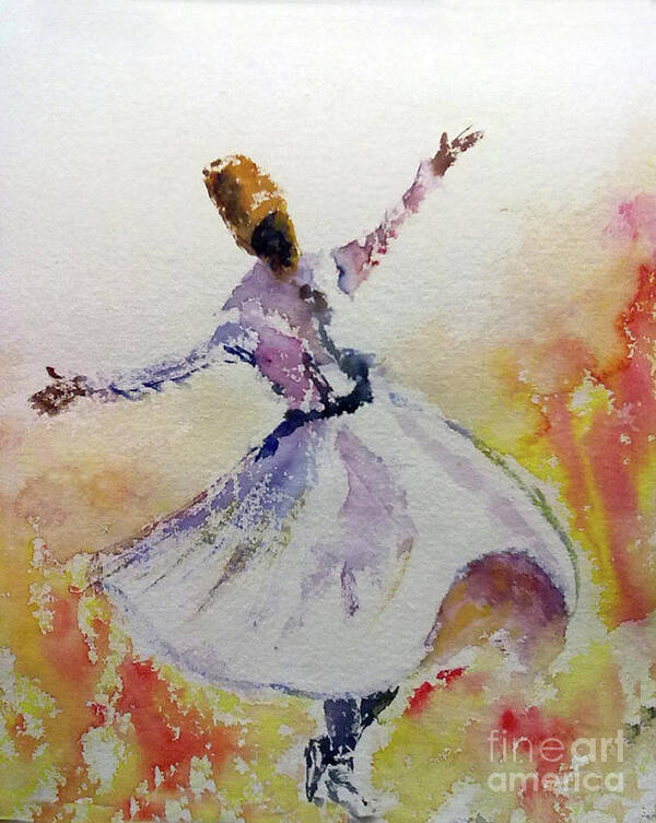 Sufi Poster featuring the painting Whirling Sufi Dervish by Asha Sudhaker Shenoy