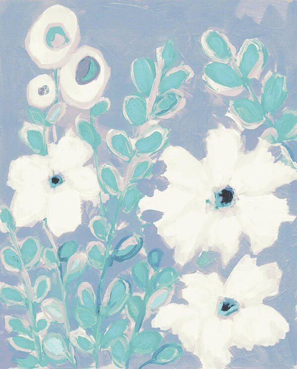 Flowers And Foliage Poster featuring the painting White Flowers and Foliage, abstract florals, by Patricia Awapara