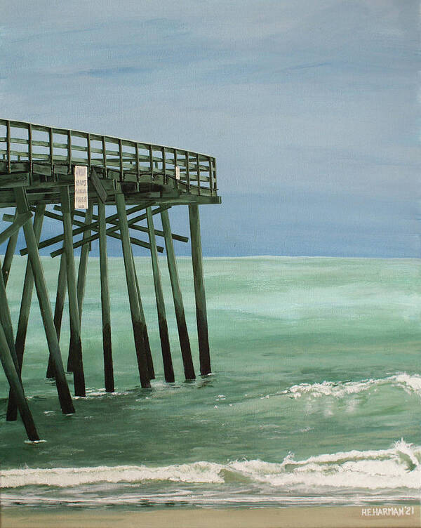 Pier Poster featuring the painting Wilmington Welcome by Heather E Harman
