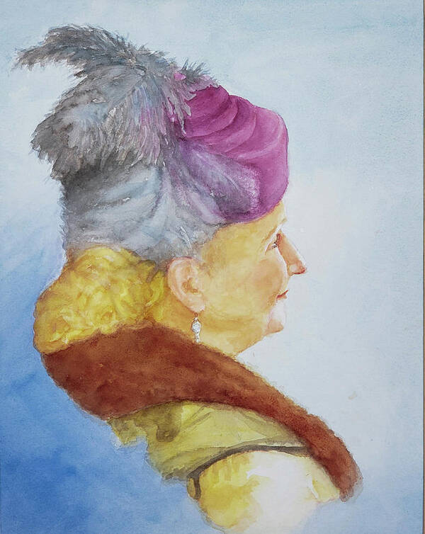 2020 Poster featuring the painting Woman in the Feathered Magenta Hat by George Harth