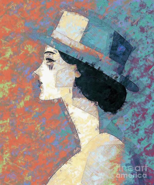 Portrait Poster featuring the digital art Woman With Hat - 4 by Philip Preston