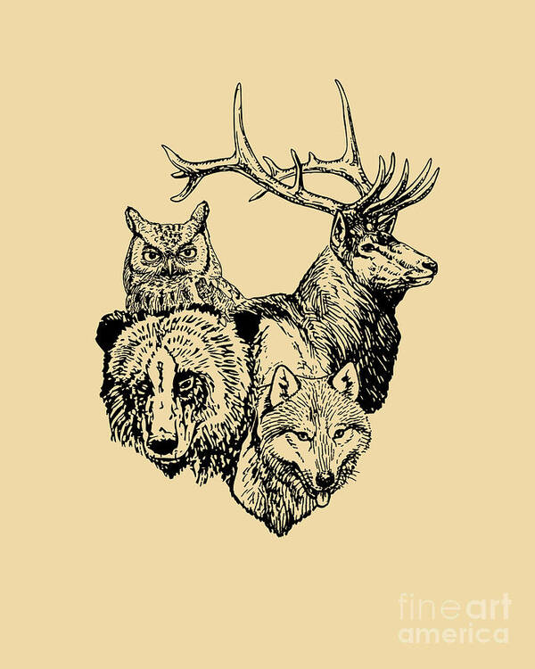 Animals Poster featuring the digital art Woodland Animal Heart by Madame Memento